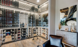 Wine lounge with a glass enclosed wine room