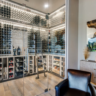 Wine lounge with a glass enclosed wine room