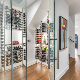 Glass enclosed wine cellar