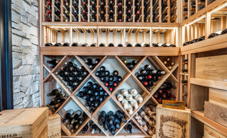 Beautiful wood wine cellar and wine display racks