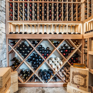 Beautiful wood wine cellar and wine display racks