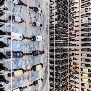 striking marble wine room